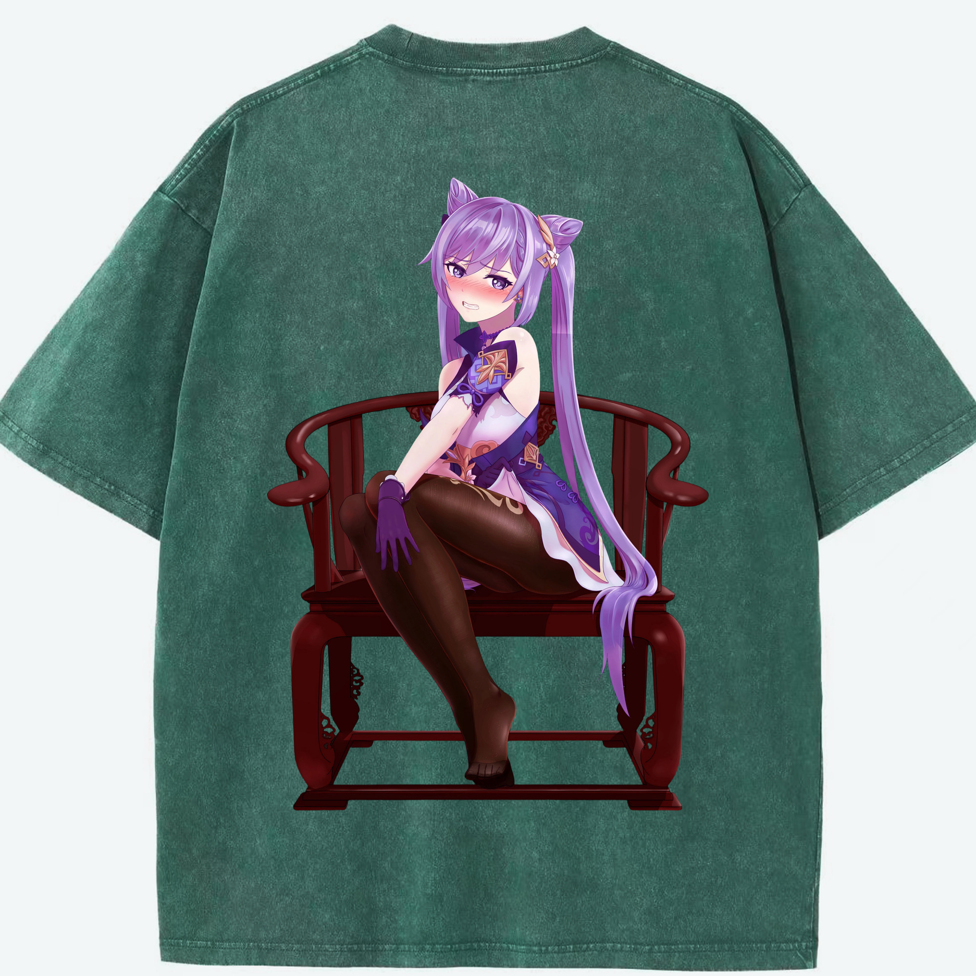 げんし神 刻晴 こくせい genshin Kokusei 綿100% ヴィンテージ風 半袖Tシャツ（背面プリント）